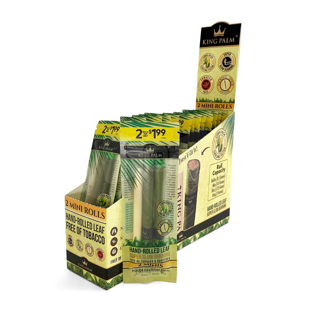 King Palm 2 Mini Rolls 20pk Display - zwavedistro