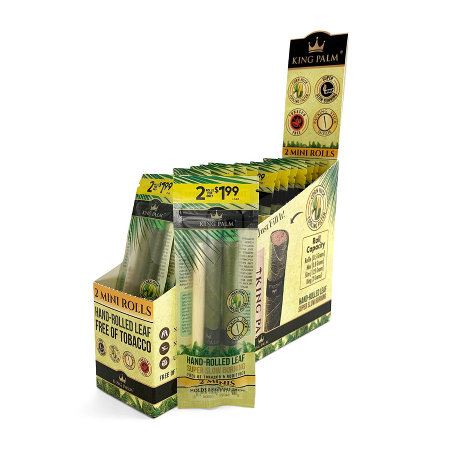 King Palm 2 Mini Rolls 20pk Display - zwavedistro