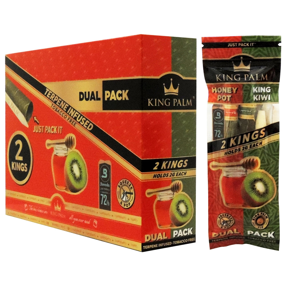 King Palm 2 King Rolls – Dual Pack – Honey & Kiwi – 20 Units Per Display