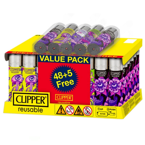 Clipper Lighter Psycho Animals 48pk + 5 Free