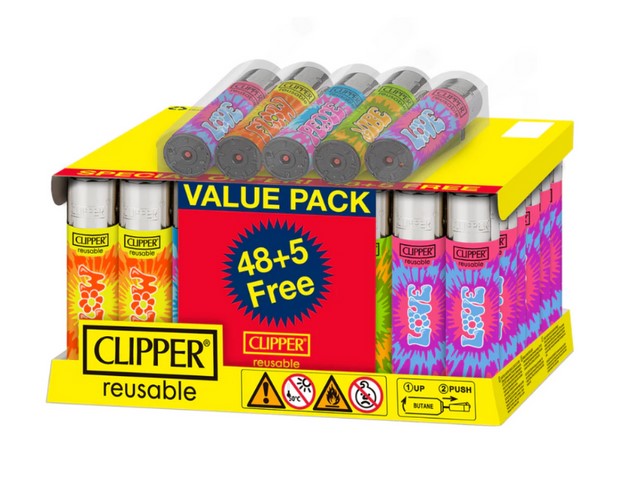 Clipper Lighter New Tie Dye 48pk + 5 Free