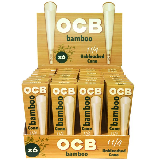 OCB Bamboo Unbleached Pre-Rolled Cones 1 1/4 Size – 32ct.