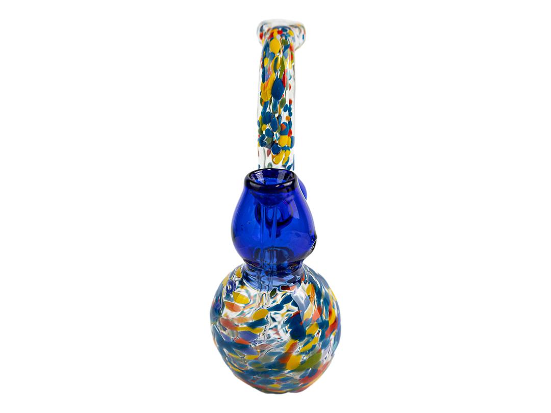 9" Large Rainbow Speckled Bubbler
