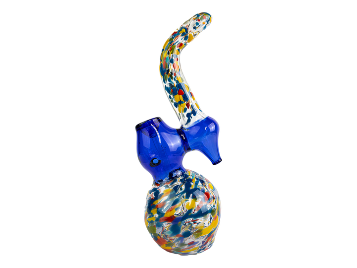 9" Large Rainbow Speckled Bubbler