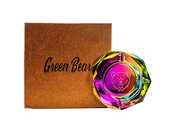 Green Bear Glass Prism Ash Tray