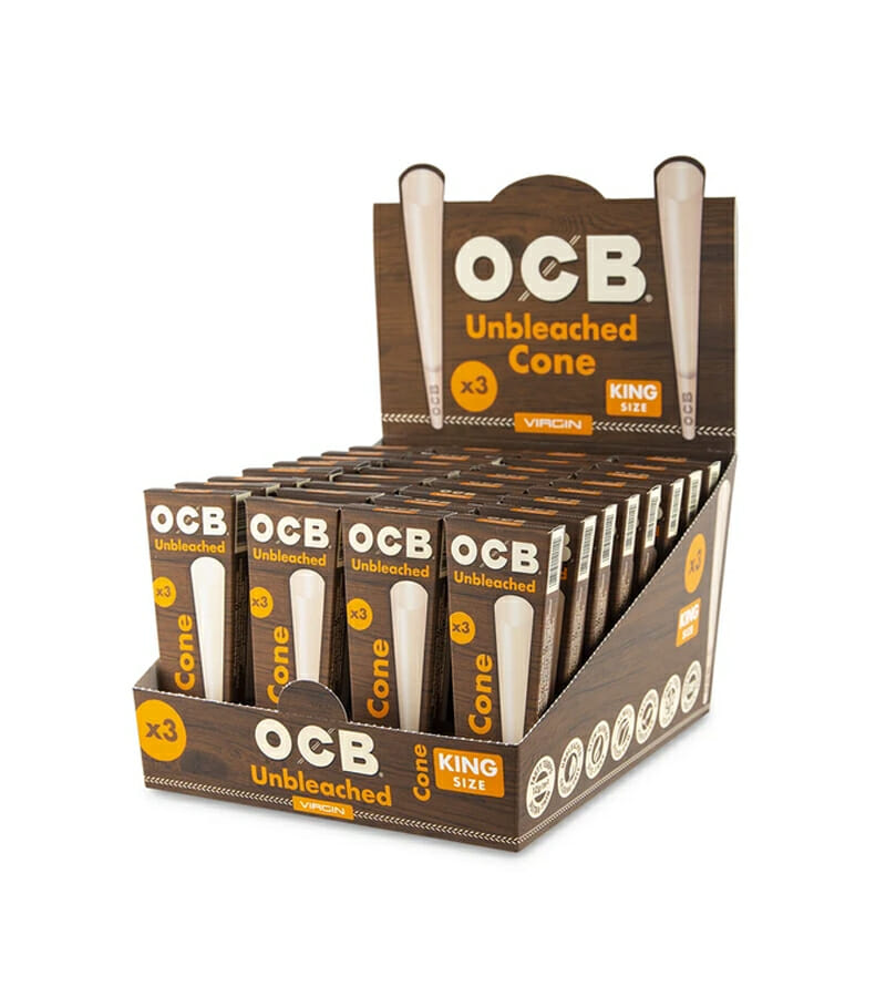 OCB Virgin Unbleached Cones | King Size – 32 packs