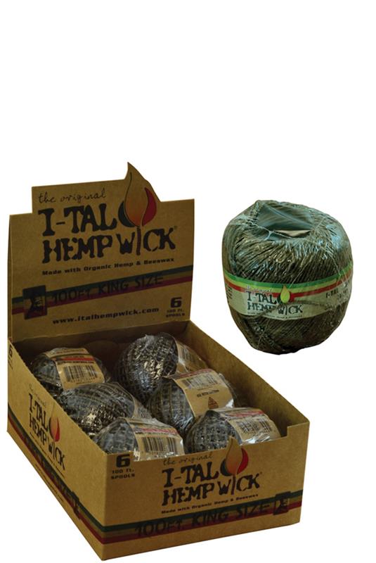 Raw Hempwick Ball, 100ft, Made of Natural Unbleached Hemp